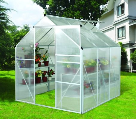 植物、ポリカーボネートの対壁の温室のための携帯用銀製の家の庭の温室