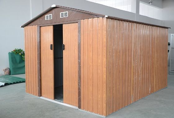 چوب رنگ متوسط ​​فولاد گالوانیزه باغ فلزی ریخته، باغ مدولار ریختن کیت 10x8 فوت