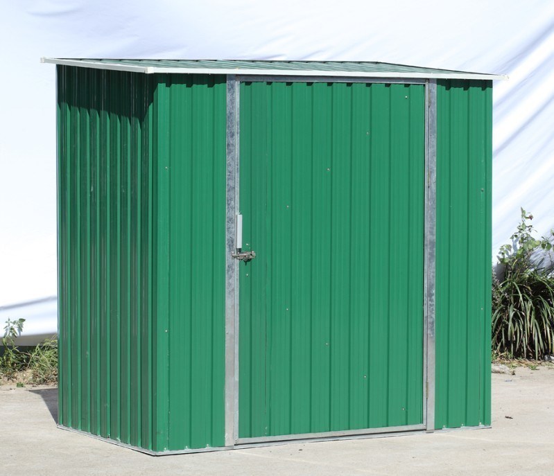 Одиночная дверь качания 6x4 ft с легкой собирает сарай металла DIY, зеленый цвет металла полинянный садом малый